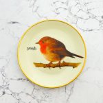 Wandteller Herr Fuchs yeah Typo Wohnen Vogel Rotkelchen 15cm vintage Robin Gold