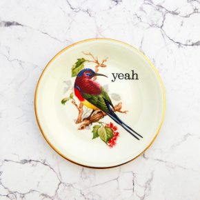 Wandteller Herr Fuchs yeah Typo Wohnen Vogel mini bunt 12cm vintage Bird