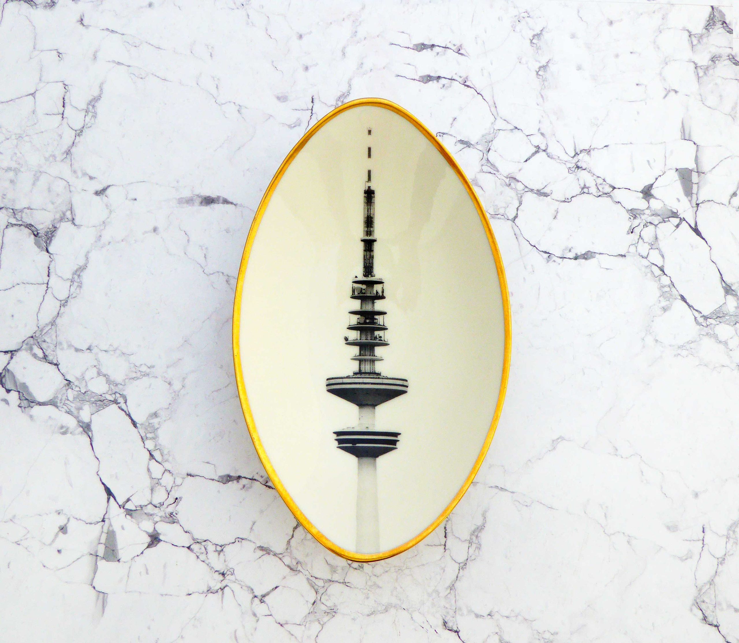 Wandteller Platte Herr Fuchs Hamburger Fernsehturm Gold 20cm Wohnen HH