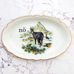 Wandplatte Herr Fuchs Typo nö nein 26cm Gams gold Wohnen Berg vintage Wandteller Platte