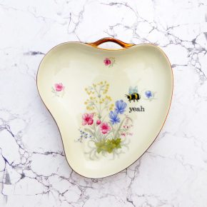 Wandteller Herr Fuchs yeah Typo Wohnen Hummel 19cm vintage Gold Blume Bunt oval