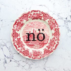 Wandteller Typo NÖ vintage Herr Fuchs Teller Hafen 19cm nein Wedgewood rot