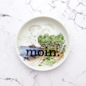 Wandteller moin. Typo Herr Fuchs mini 10cm Gemälde Schiff vintage Wohnen