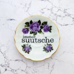 Wandteller Typo suutsche vintage Herr Fuchs Teller Gold Blumen Wohnen 14cm schnack Lila