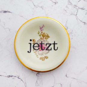 Wandteller Typo jetzt Herr Fuchs mini 10cm wohnen Blume vintage rosa gold