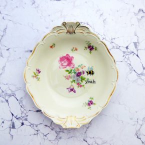 Wandteller Herr Fuchs yeah Typo Wohnen Hummel 19cm vintage Gold Blume Bunt oval (Kopie)