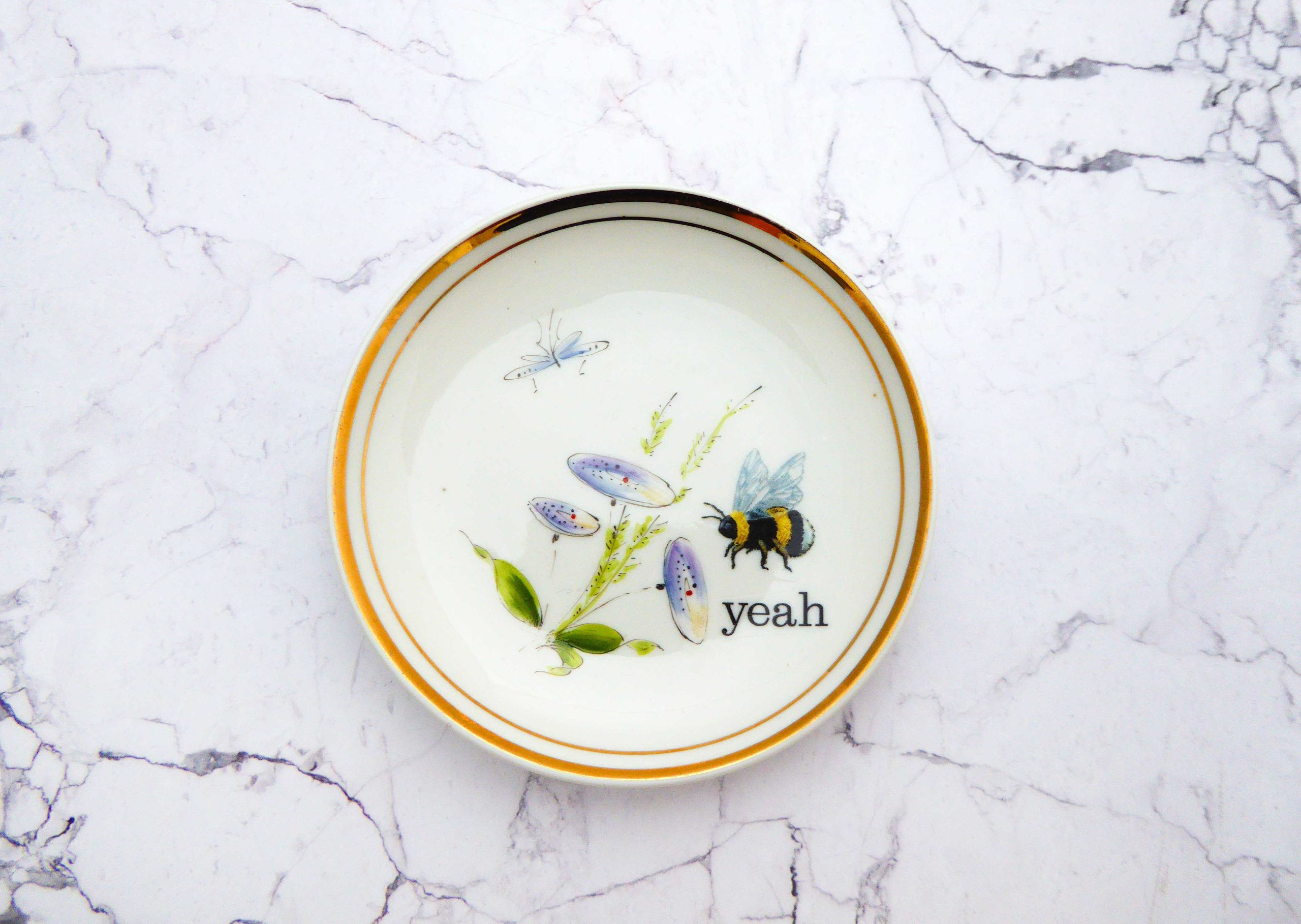 Wandteller Herr Fuchs yeah Typo Wohnen Hummel mini 10cm vintage Blume blau
