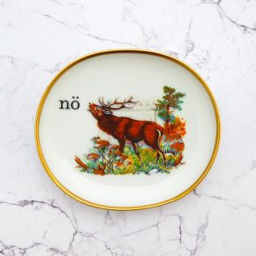Wandteller Herr Fuchs nö Typo Wohnen Hirsch mini 11cm vintage nein Bunt Gold oval