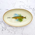 Wandplatte Herr Fuchs Typo yeah 23cm Fisch gold Wohnen Meer vintage Hecht Wandteller