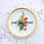 Wandteller you are great Herr Fuchs Blume Gold Bunt vintage 19cm