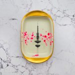 Wandteller Platte Herr Fuchs Hamburger Fernsehturm Neon Kleckse Punkte 18cm Pink Gold