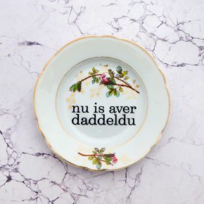 Wandteller daddeldu Typo Herr Fuchs mini 14cm gold plattdeutsch vintage Blume