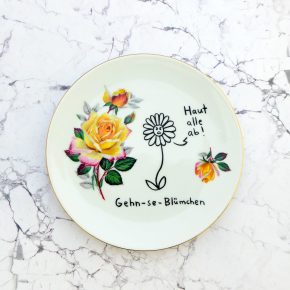 Wandteller @kriegundfreitag Typo Gehnse Blümchen vintage Herr Fuchs Teller 19cm