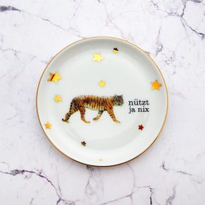 Wandteller Tiger Typo nützt ja nix Herr Fuchs mini 10cm Gold vintage wohnen Sterne