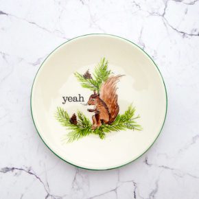 Wandteller Herr Fuchs yeah Typo Wohnen Eichhörnchen mini grün 10cm vintage Tier