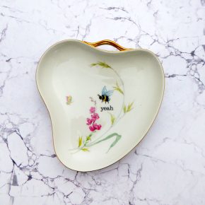 Wandteller Herr Fuchs yeah Typo Wohnen Hummel oval 19cm vintage Gold Blume Bunt