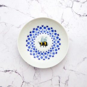 Wandteller Herr Fuchs Wohnen Hummel mini 10cm vintage Blau weiß Muster Tier