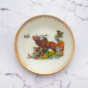 Wandteller Herr Fuchs nö Typo Wohnen Hirsch mini  11cm vintage nein Gold Streifen Bunt